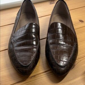 J. Jill Women's Dark Brown Crocodile Pattern Loafers